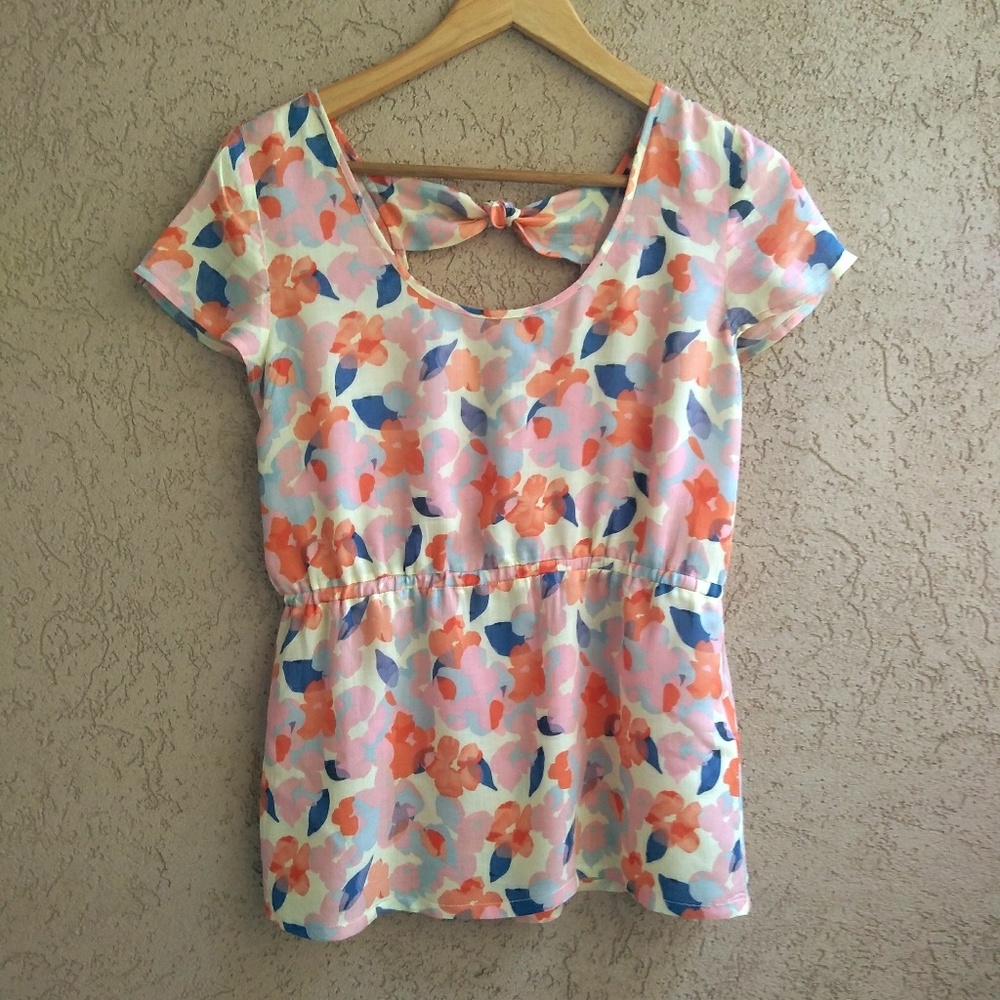 Tulle Floral Peplum Top M